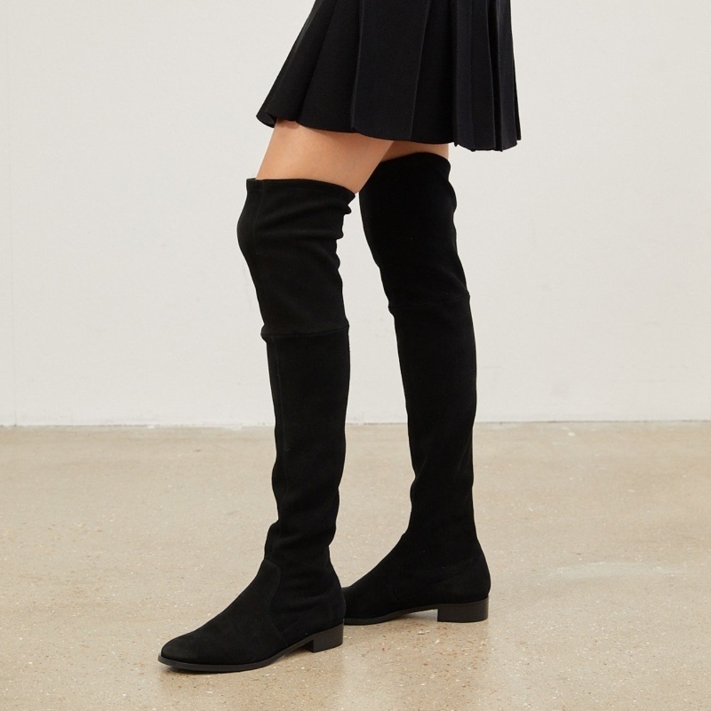 Parallele Paris Gloria OTK Pull On Black Stretch Suede Boots Made in Italy EU 35